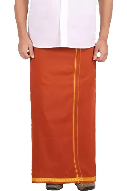 Each dhoti is machine-crafted with precision and care, ensuring long-lasting wear and comfort. gold Zari and Sabari Mala Ayyappa styles