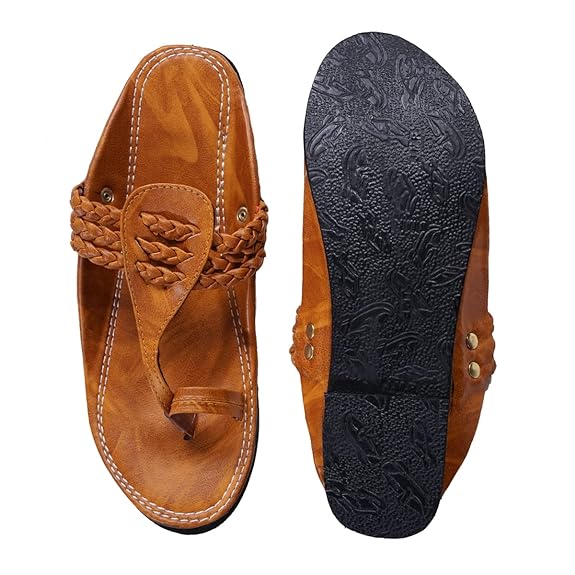 This classic chappal for men is designed with faux leather and features a traditional lace up closure. Kolhapuri Chappal for Men