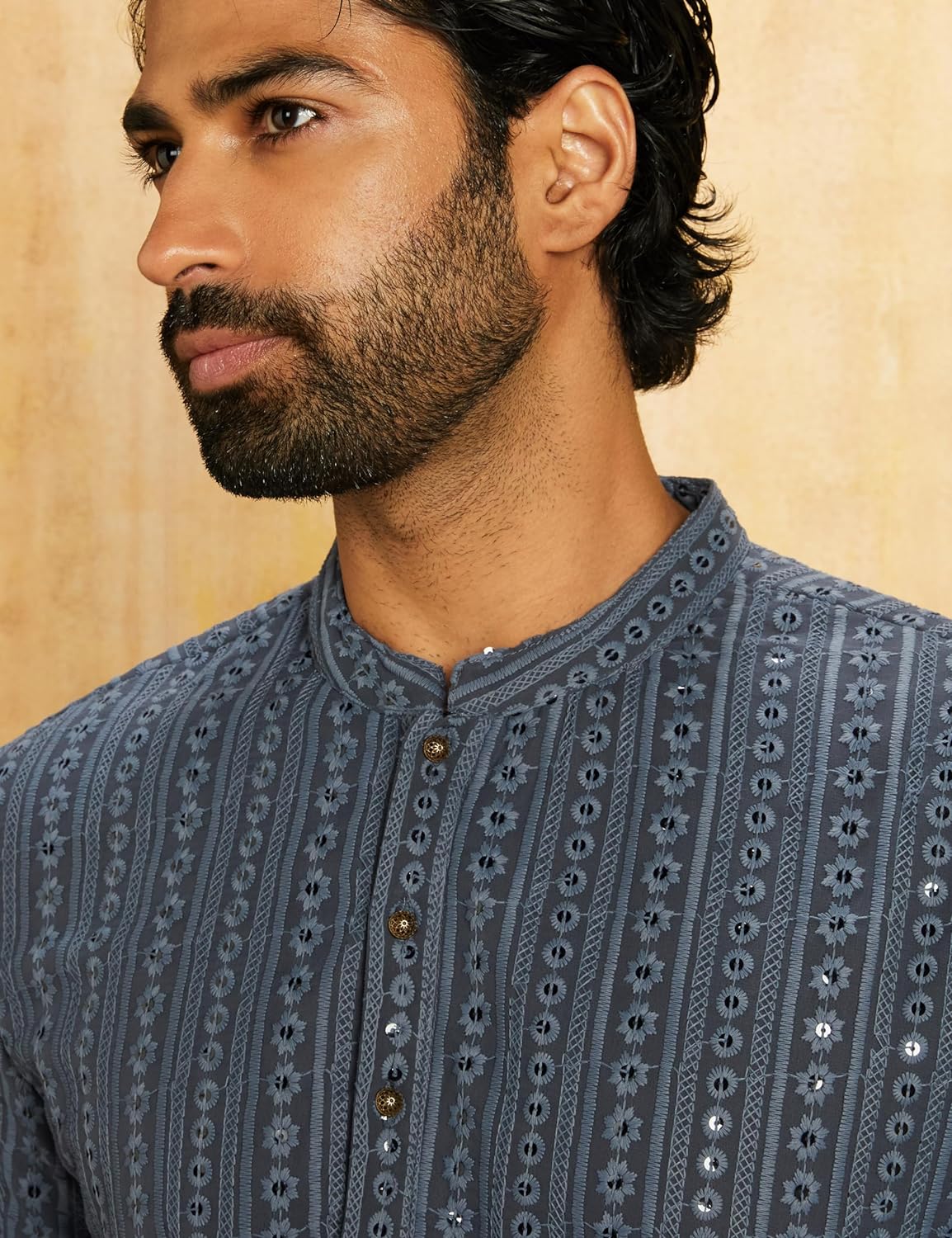 Men's Festive Chikankari Long Kurta (Lined)