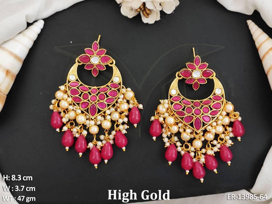 Featuring a unique designer high gold polish and fancy antique style, these long dangler earrings are perfect for any party or special occasion