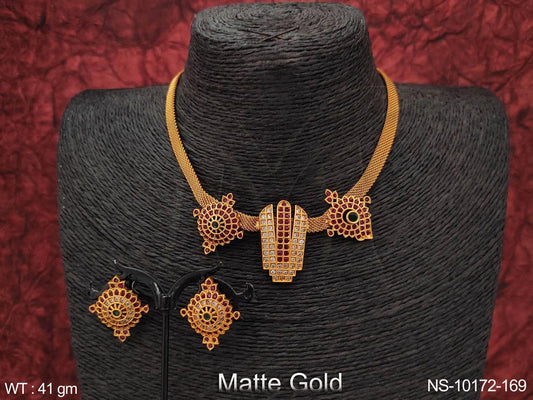 Elevate your style with our Beautiful Designer Matte Gold Polish Necklace Sets.