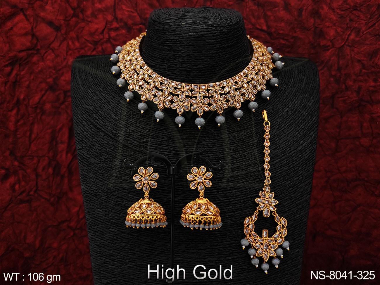 Elevate your party look with our Designer Fancy Antique Choker Necklace Set