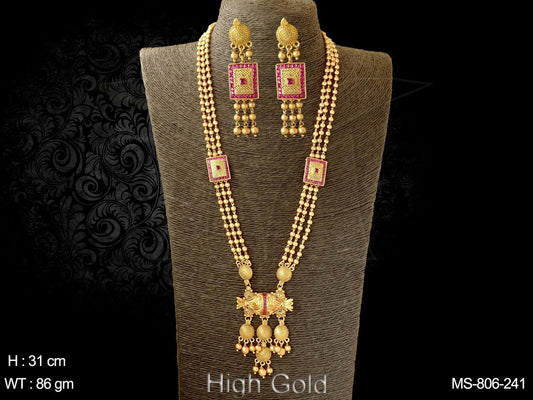 Upgrade your jewelry collection with our stunning Ballchain with Square Long Traditional Mala and Earring set