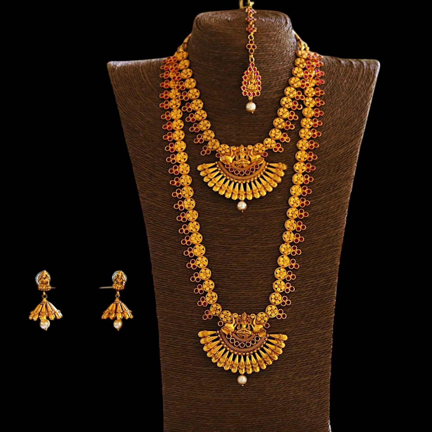 Awesome Maroon Color Peacock Design Haram Set For Women