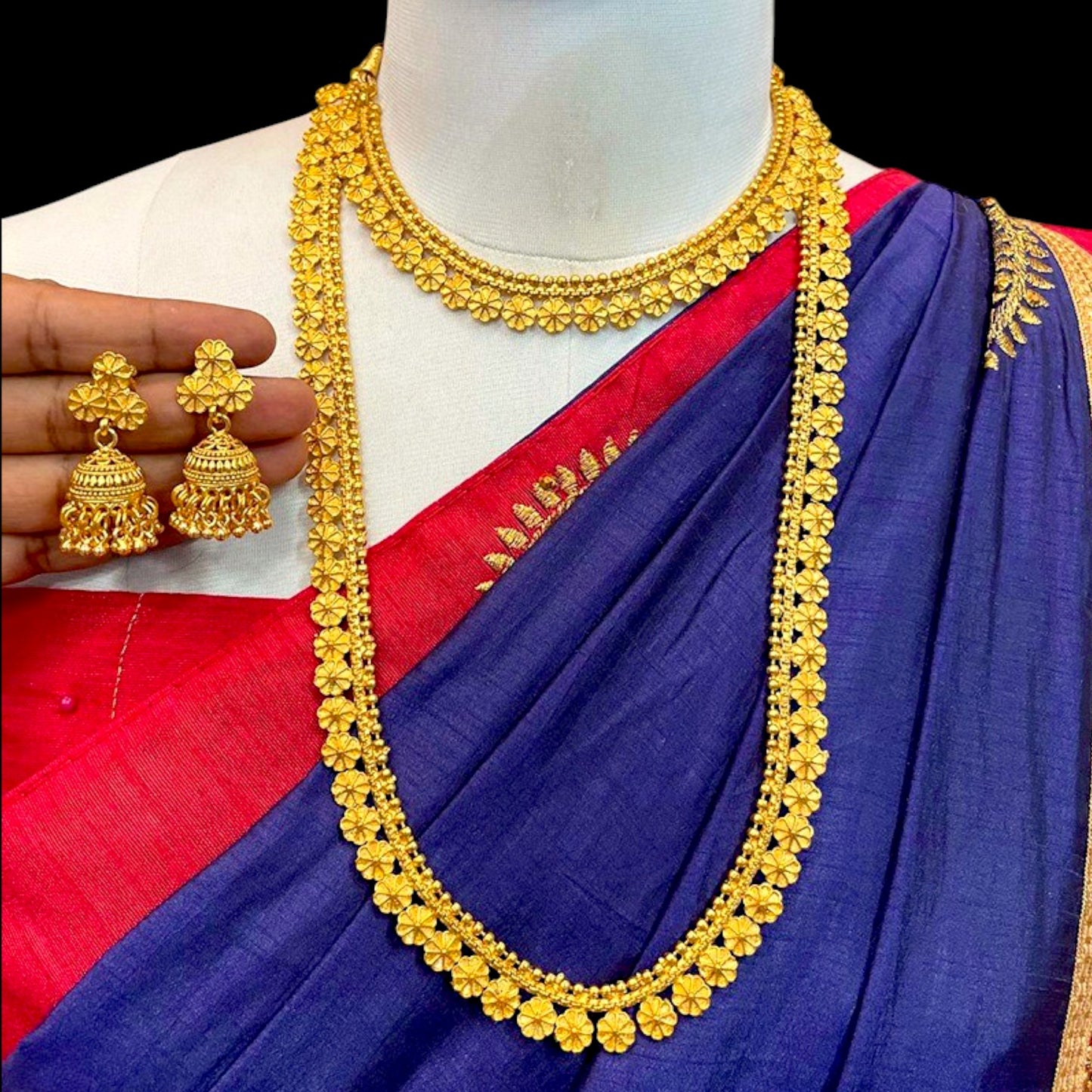 Brass Haram Combo High Gold Plated Necklace With Jhumki