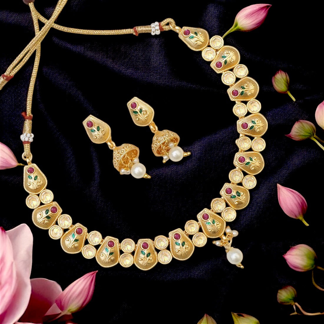 Metal Copper Necklaces with Beautiful Mina Work & AD Stone - a Must-Have for Any Occasion