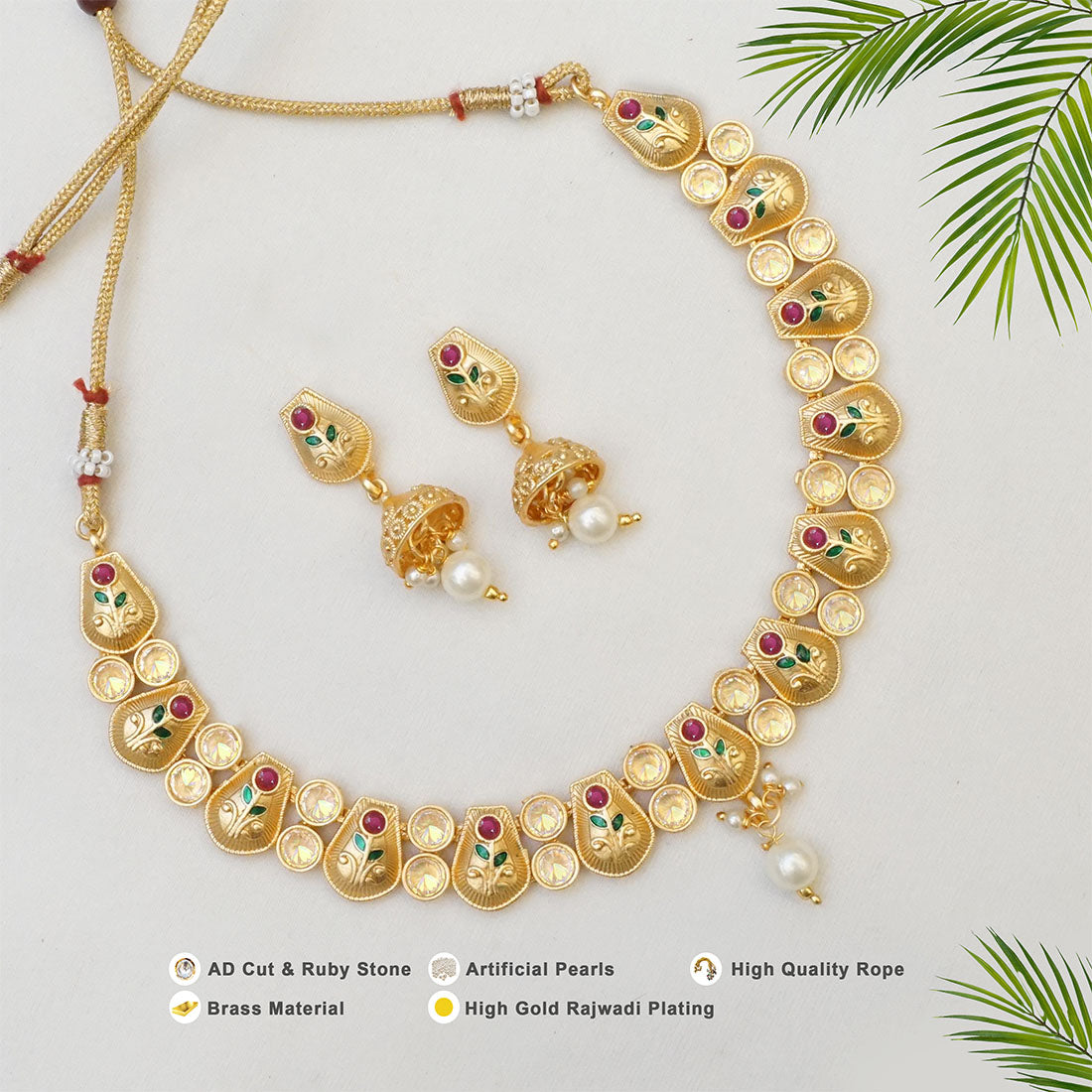 Metal Copper Necklaces with Beautiful Mina Work & AD Stone - a Must-Have for Any Occasion