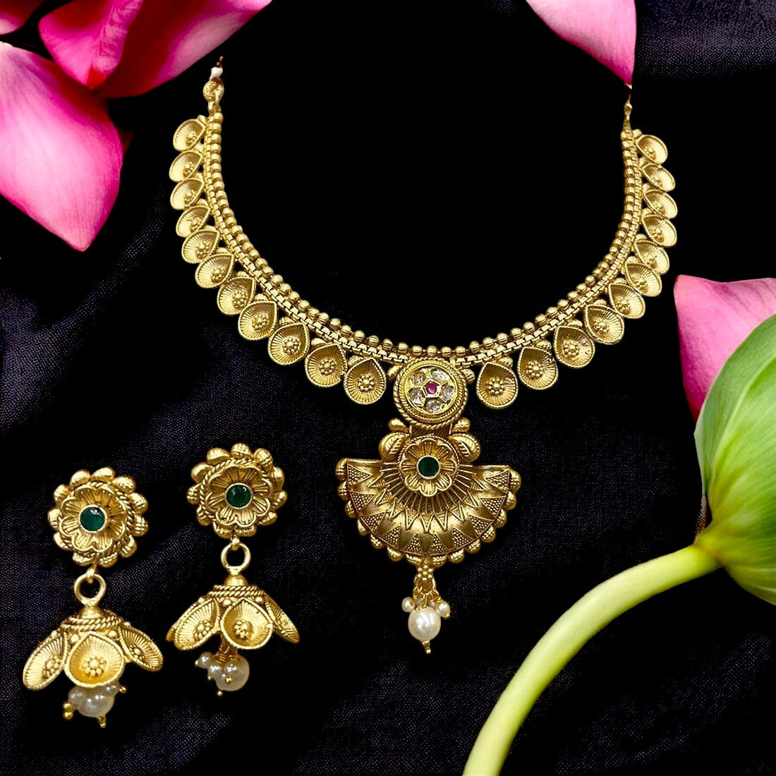Rajwadi Plating Brass Necklace Set