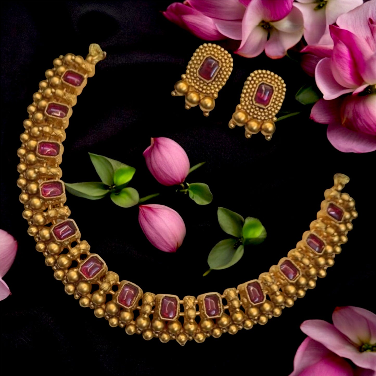 Rajwadi Plating Brass Necklace Set: Unveiling Majestic Splendor