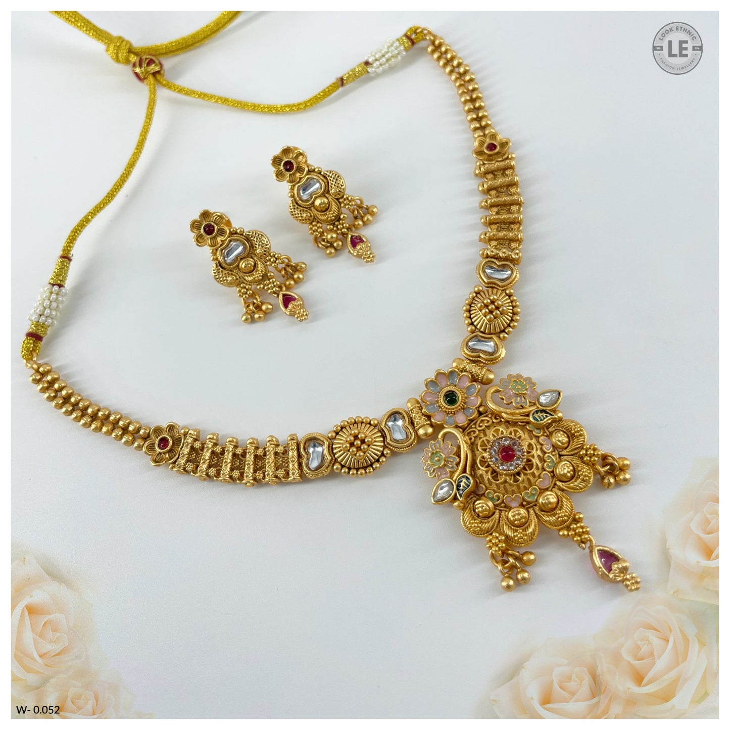 Luxury Rajwadi Gold Plated Meenakari Necklace Sets with Matching Earrings