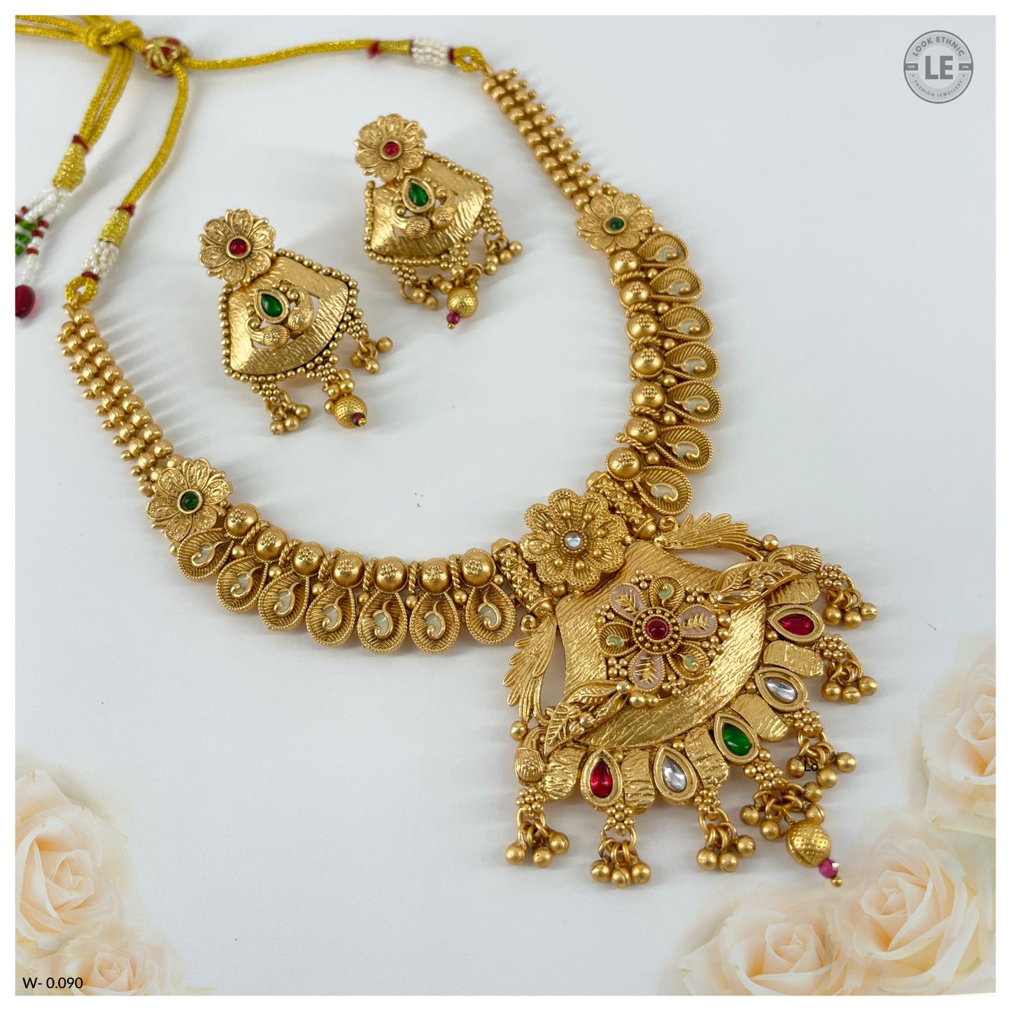 Regal Rajwadi Meenakari Necklace Set with Gold Plated Earrings