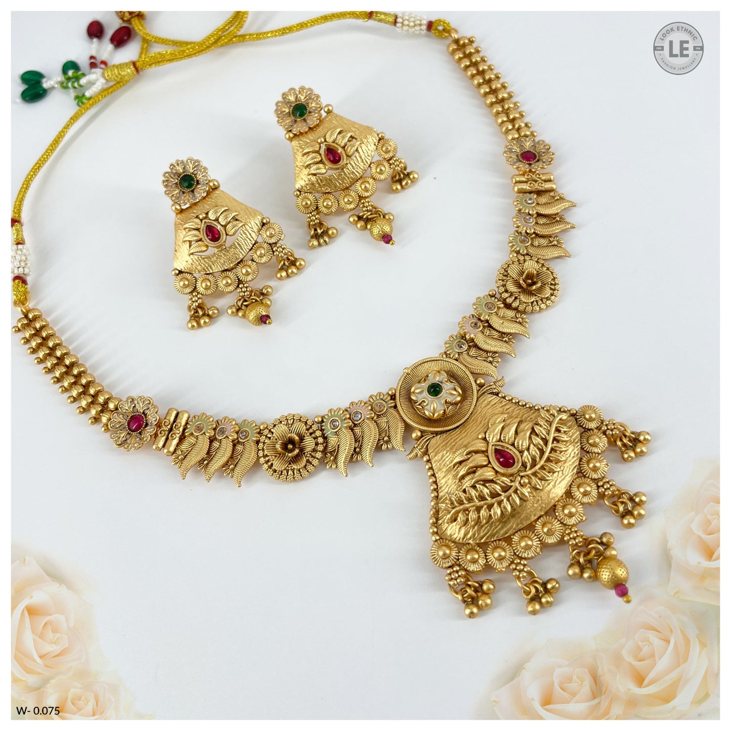 Exquisite Rajwadi Meenakari Gold Plated Necklace Set with Matching Earrings