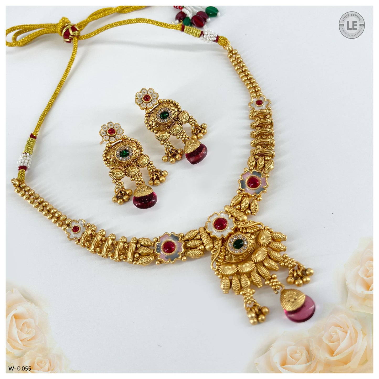 Premium Rajwadi Gold Plated Meenakari Necklace Sets with Matching Earrings
