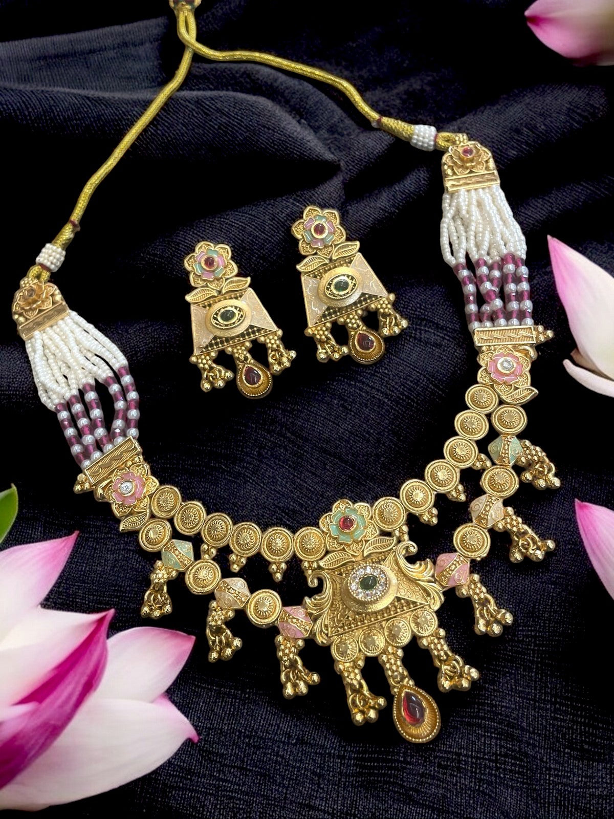 Antique Godly Figures Inspired Ethnic Necklace Set