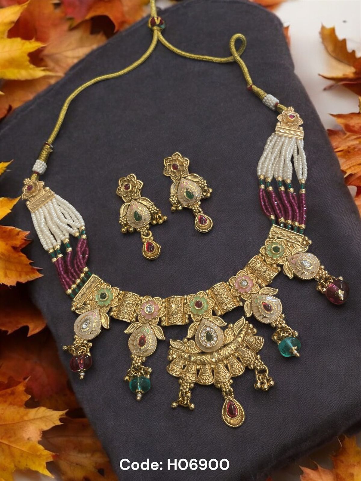Antique Godly Figures Inspired Ethnic Necklace Set