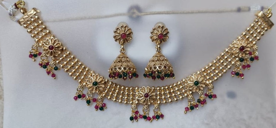 Antique Gold Plated Choker Necklace Set