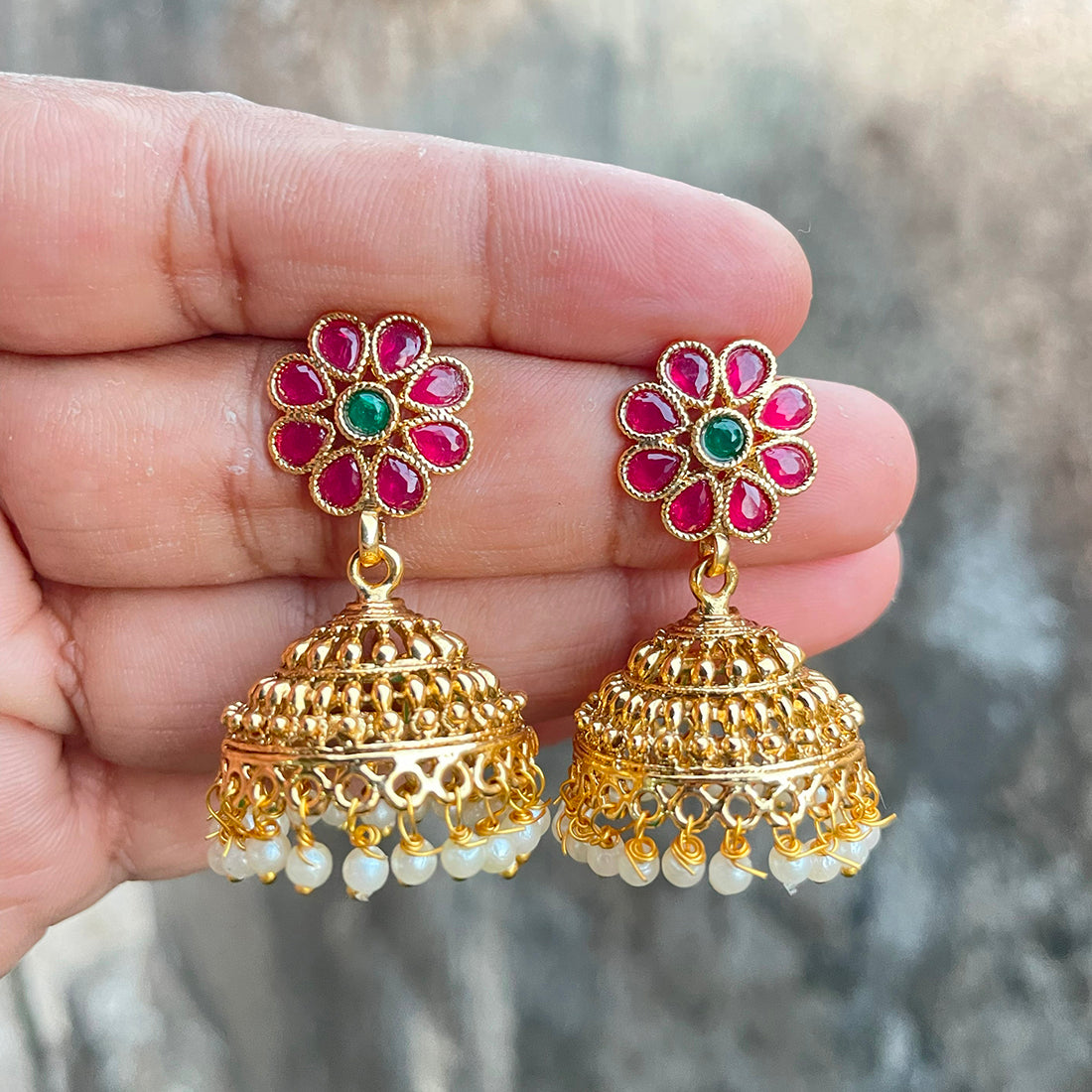 Indulge in elegance with our Brass Gold Plated Jhumki Earring