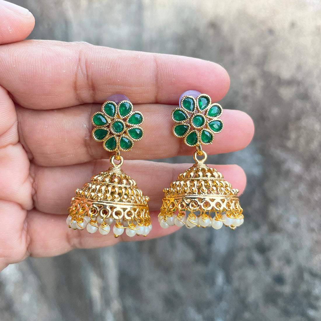 Indulge in elegance with our Brass Gold Plated Jhumki Earring