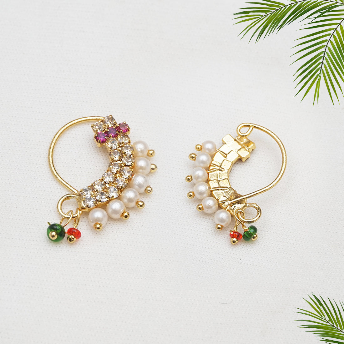 Setting Stone With Pearls Gold Plated Nath Design