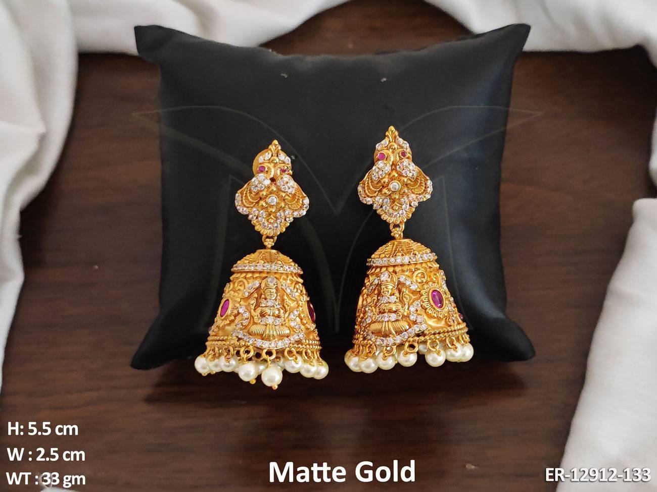 Laxmi Design Matte Gold Polish Beautiful Party wear Temple Jewellery Temple Jhumka Earring