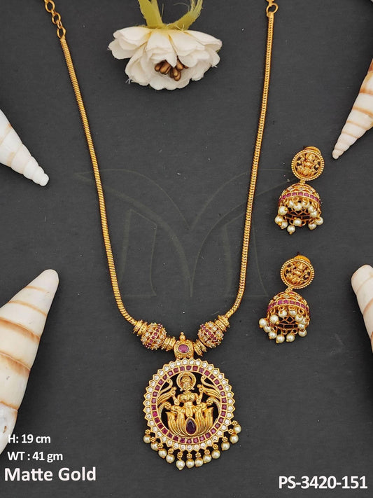 Elevate your style with this stunning Clustered Pearl Designer Temple Pendant Set.