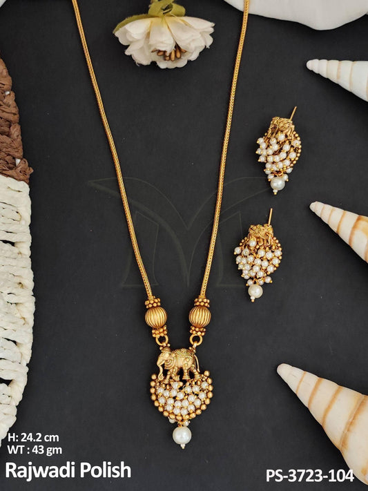 Elevate your style with this beautiful Temple Jewellery Elephant Pendant Set.