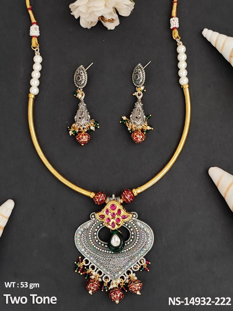 Experience the elegance and uniqueness of our Oxidized Jewellery Necklace Set,