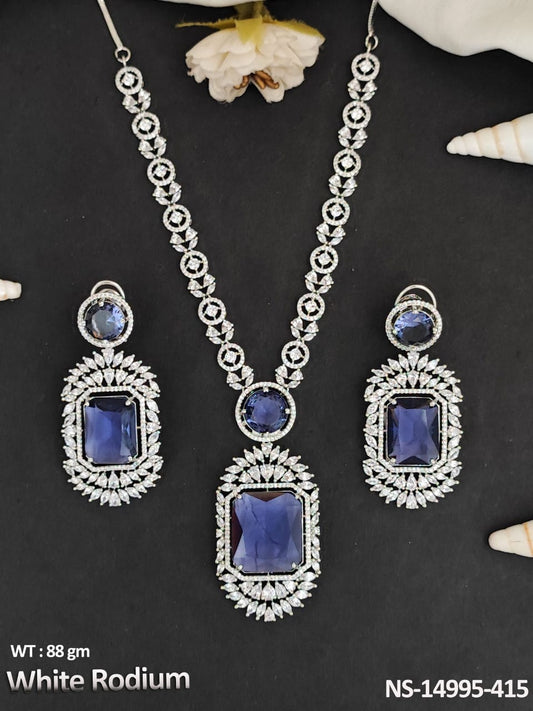 This stunning CZ AD Full Stone Designer Necklace Set is the perfect accessory for any party or special event