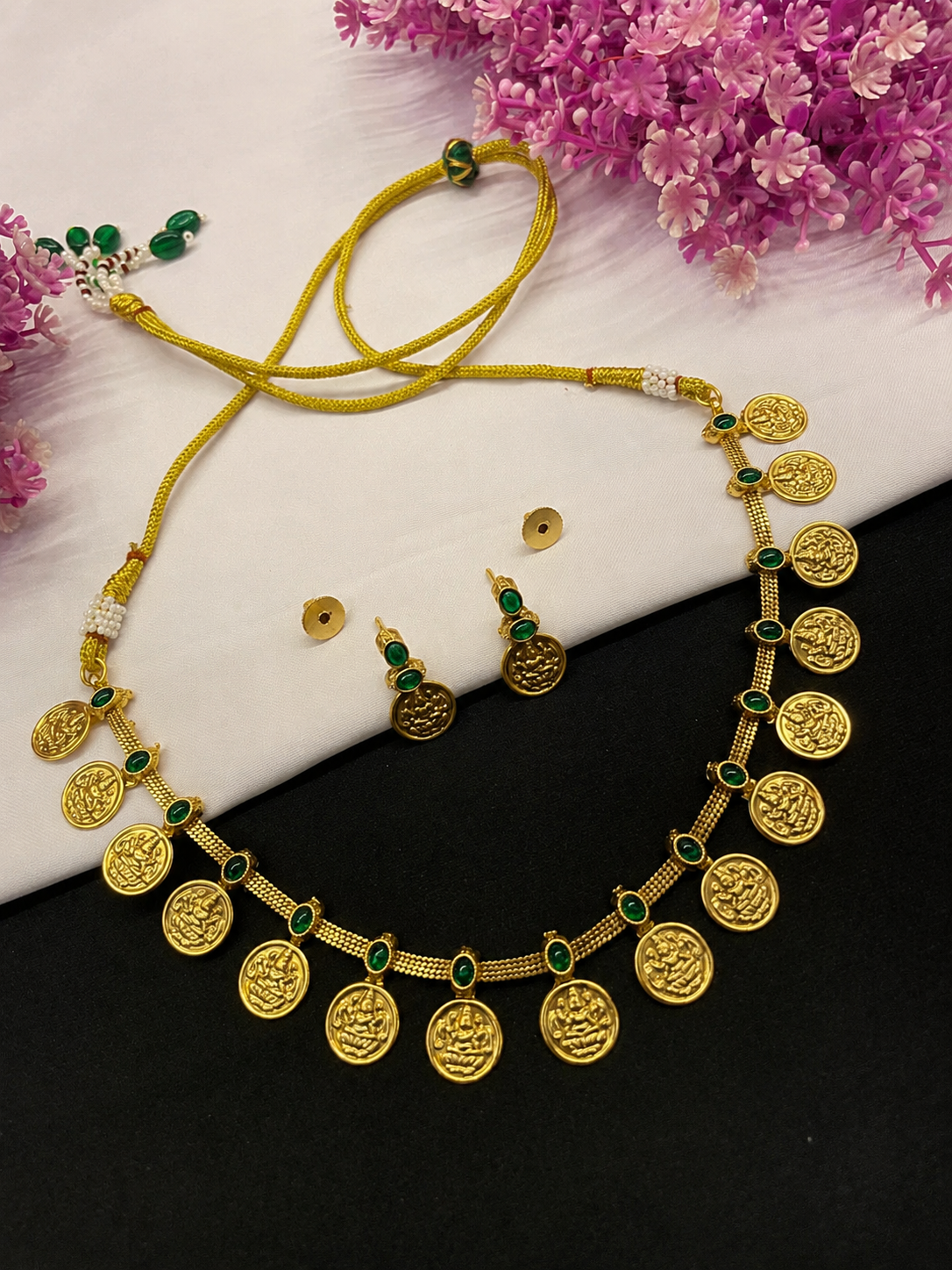 Laxmi Coin Green Semi Bridal Set