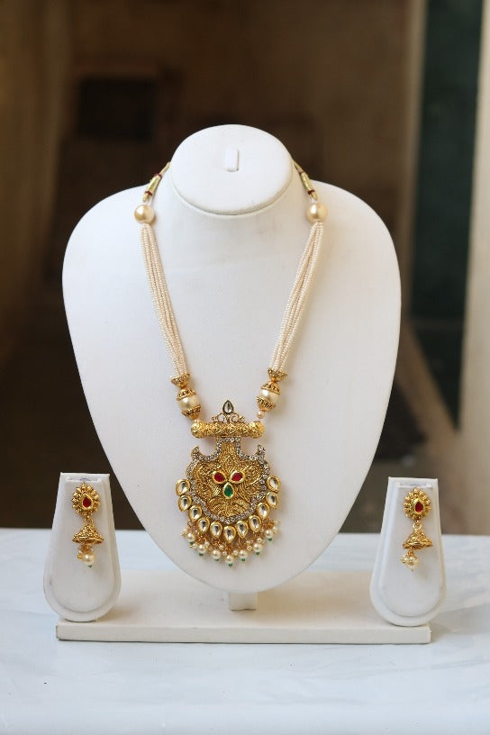 Stylish With Green Maroon Kundan Long Necklace for Women