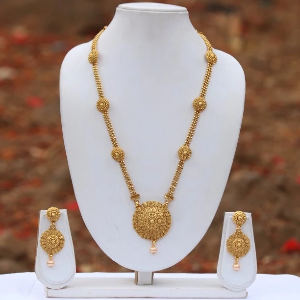 Look Ethnic Gold Plated Long Necklace For Women (LEMZL00046)