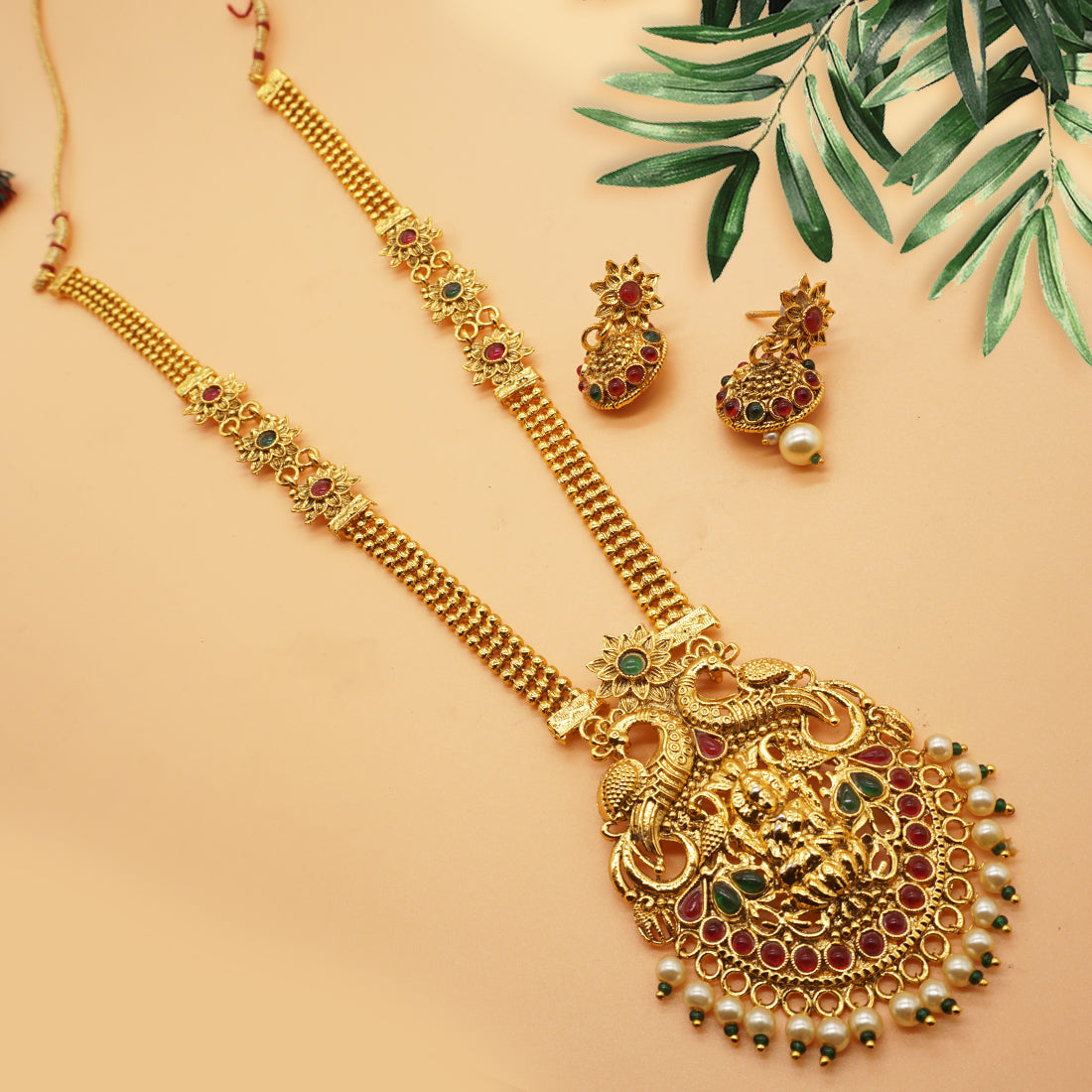 Look Ethnic Gold Plated Long Necklace For Women