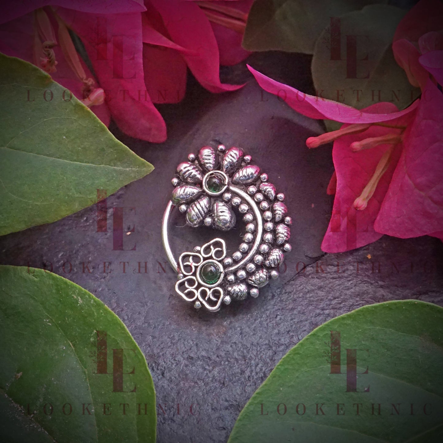 Traditional Silver Oxidized Nath
