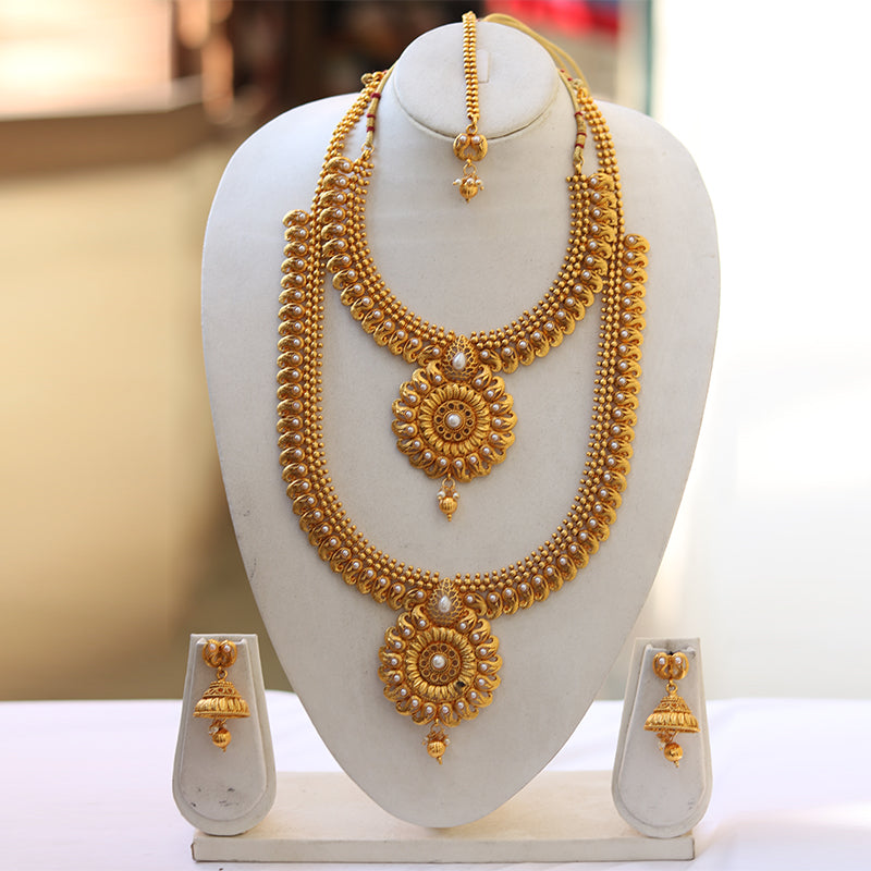 New Style Gold Plated Haram Semi Baridal Necklace Set