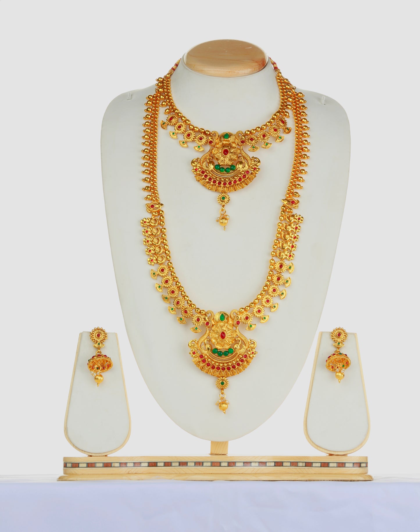 Peacock Design Green Maroon Color Haram Set For Women