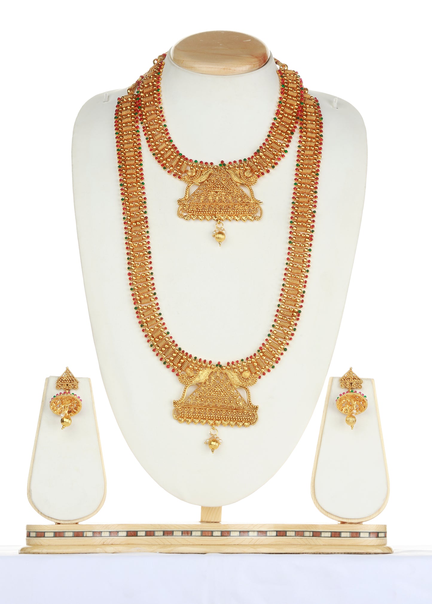 Trangle Shape Green Maroon Color Haram Set