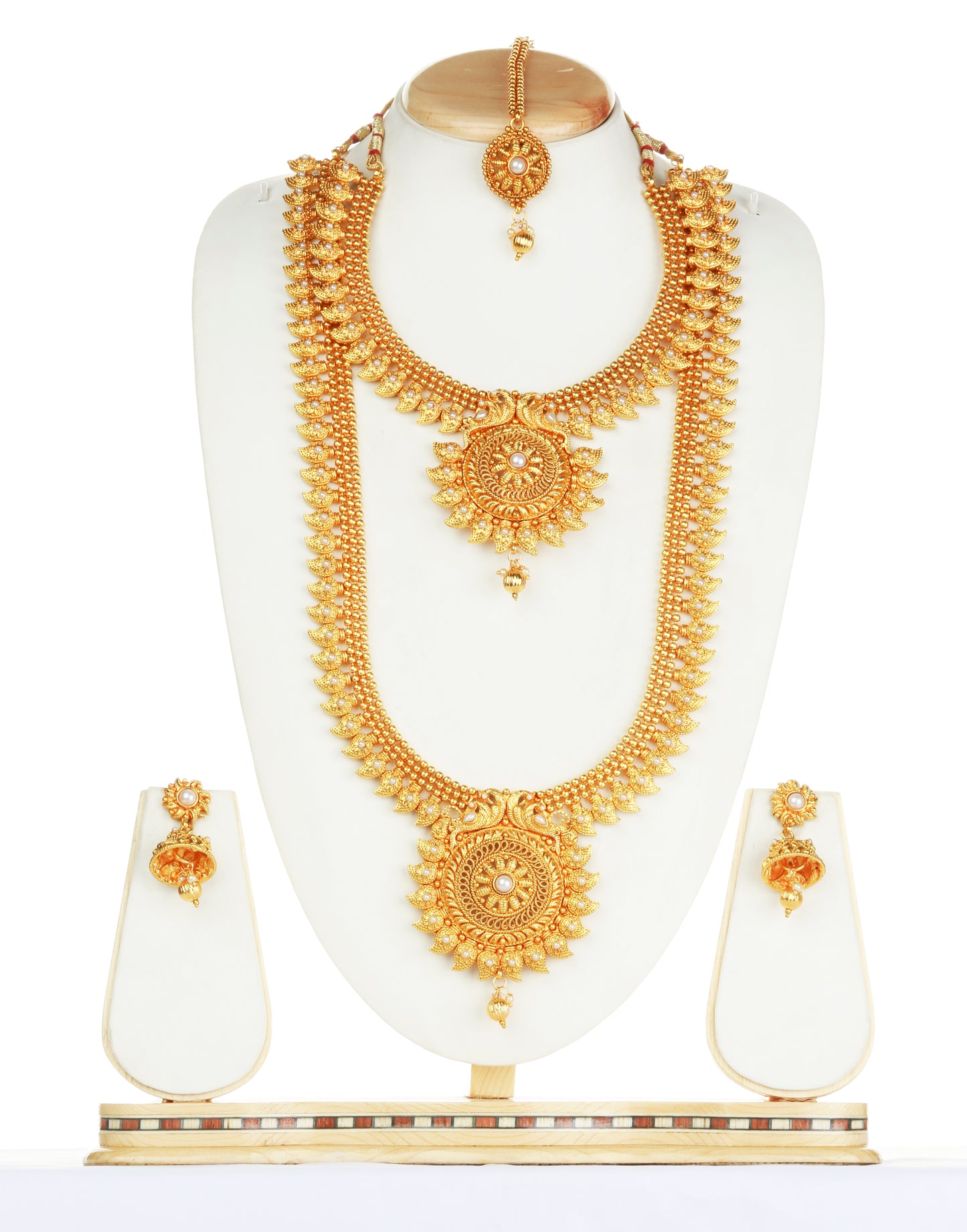 White Color Peacock Design Haram Set
