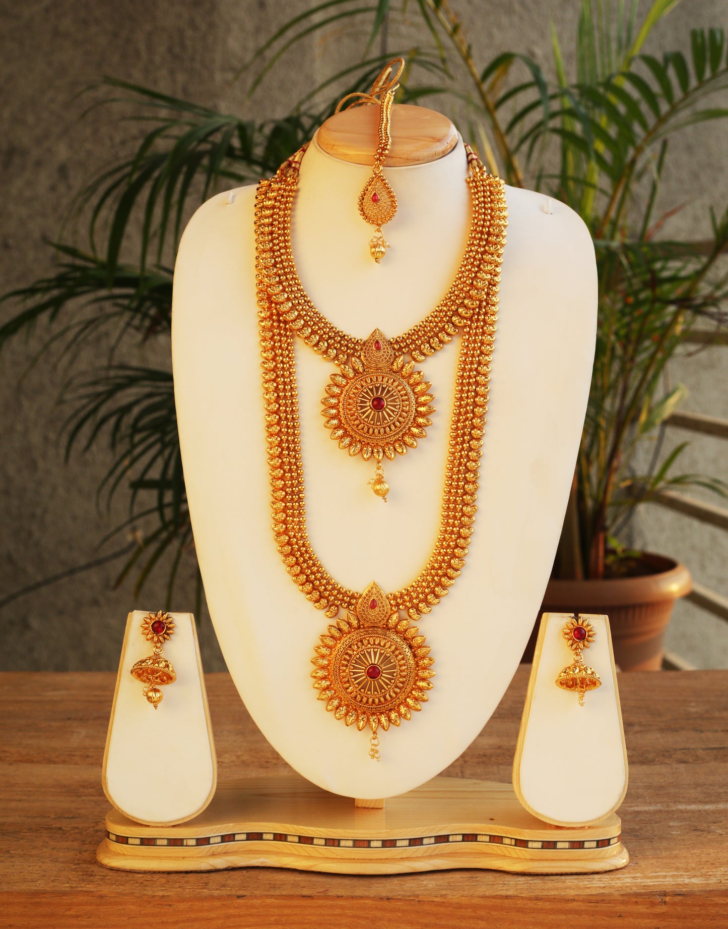 Shiny Flower Design Maroon Color Haram Set For Women