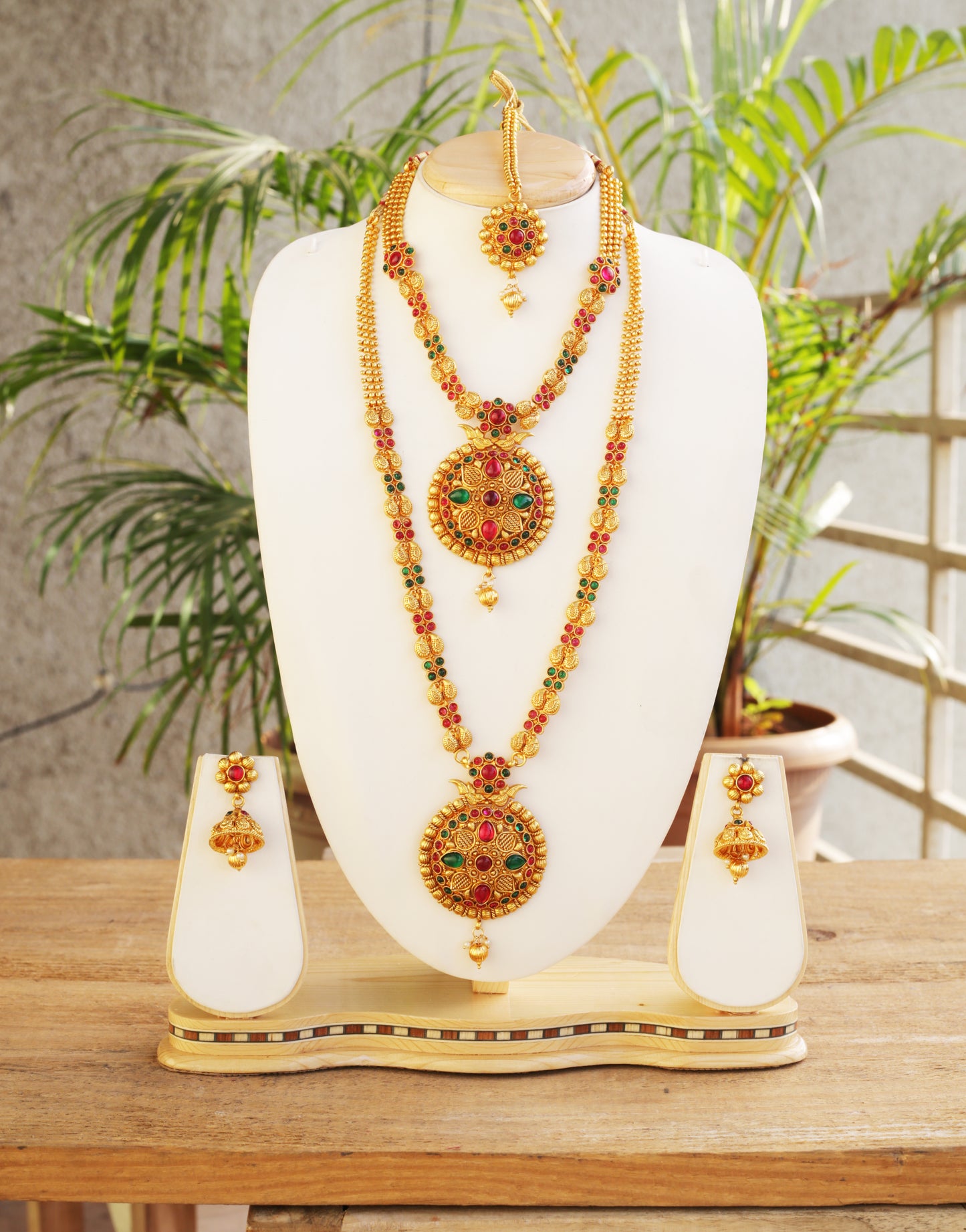 Latest Design Green Maroon Color Haram Set For Women