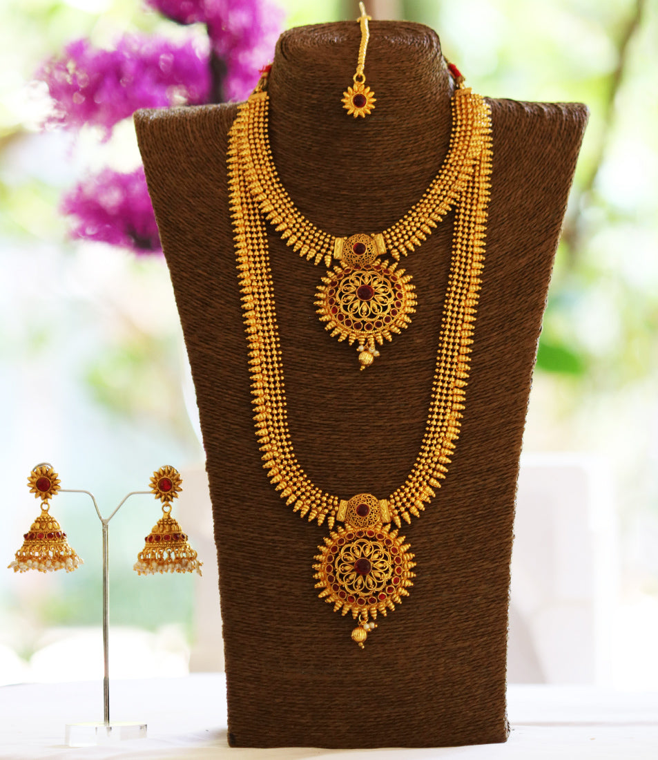 Latest Maroon Color Flower Design Haram Set