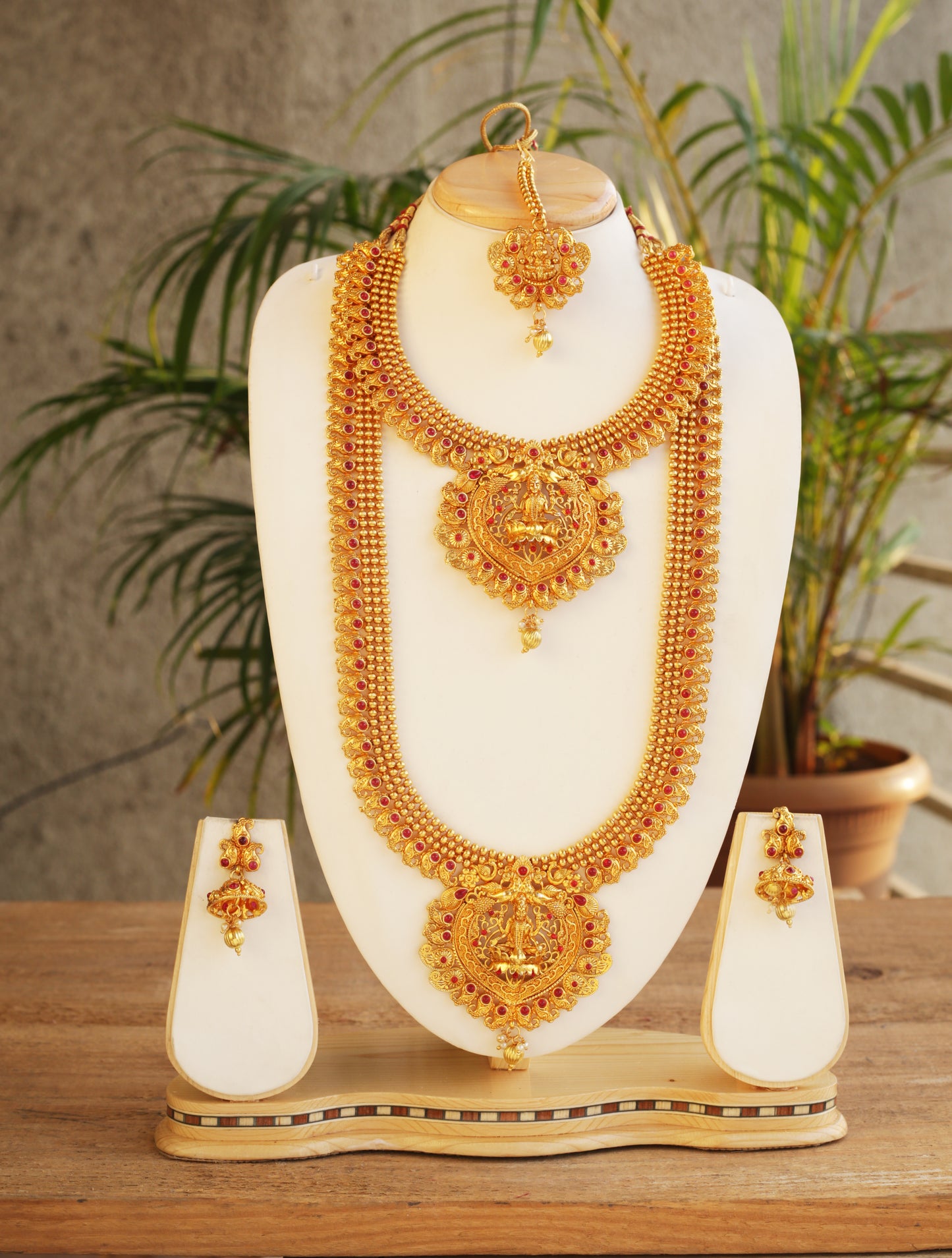 Traditional Laxmi Design Maroon Color Haram Set