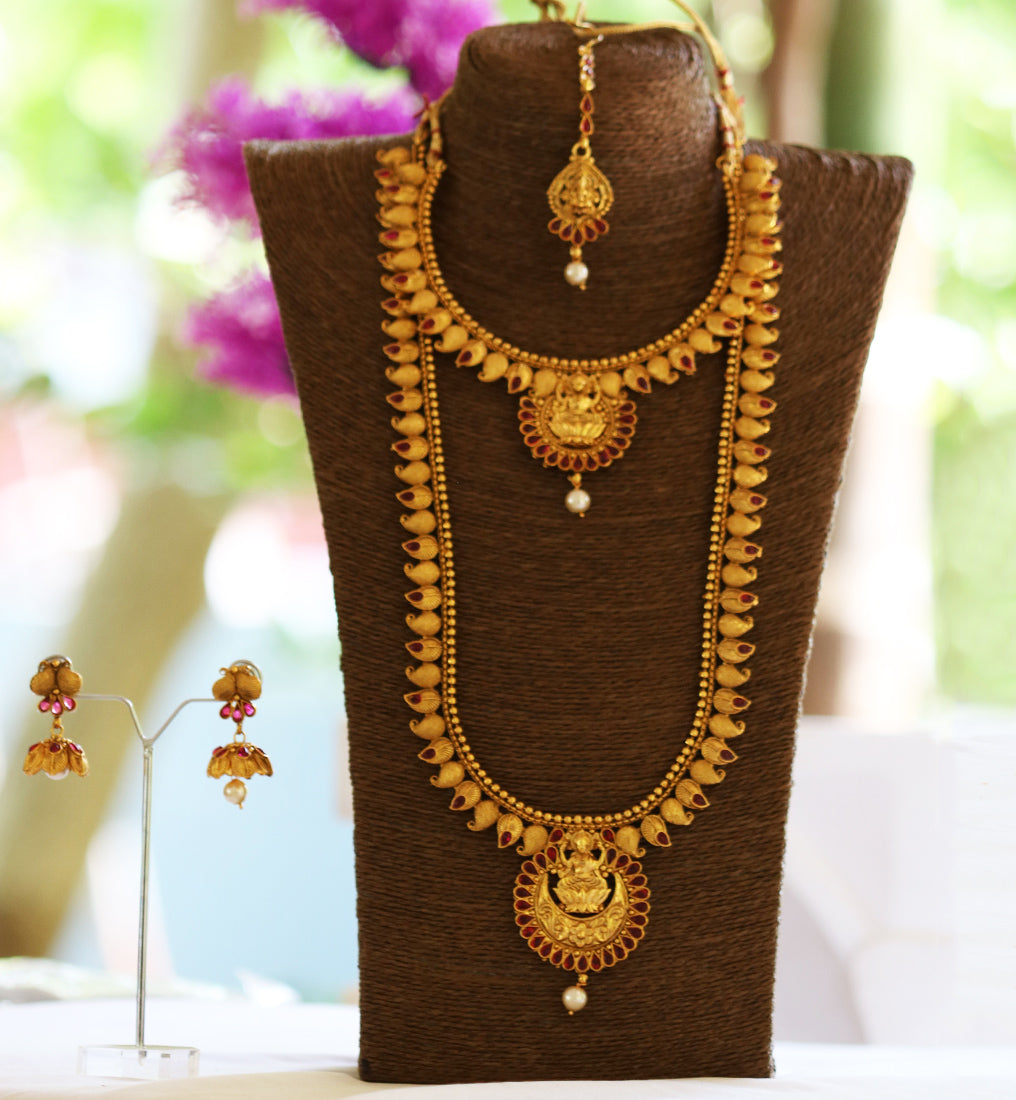 Traditional Laxmi Design Maroon Color Haram Set