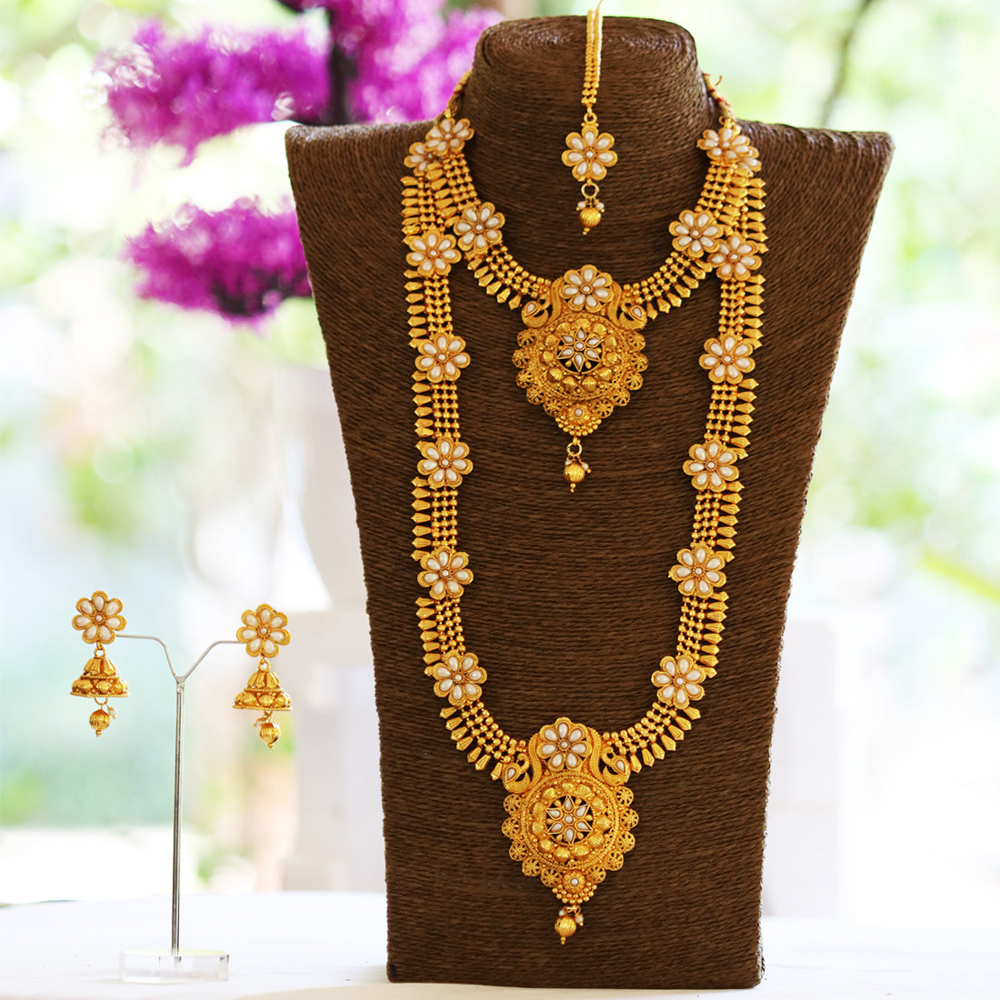 South Indian White Color Haram Set For Women