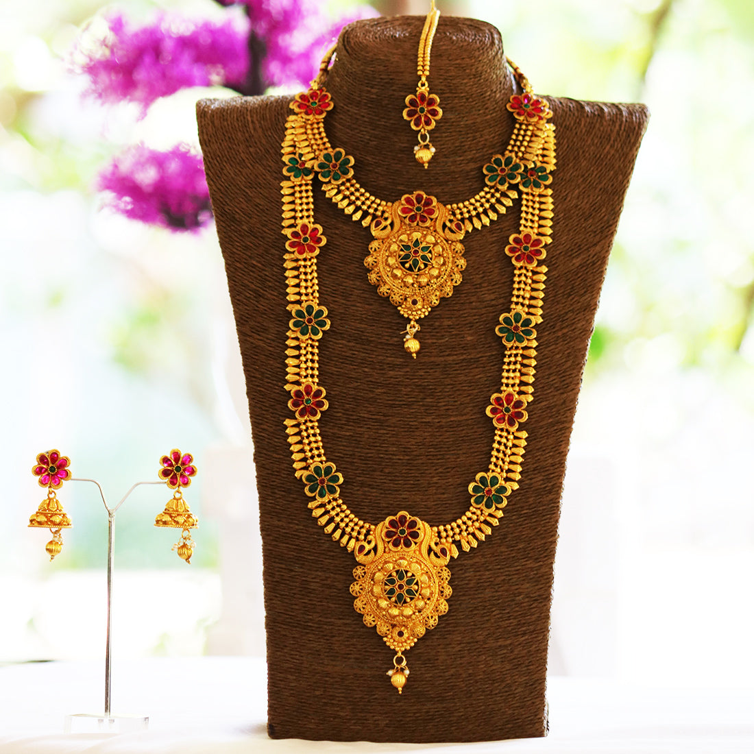 South Indian Green Maroon Color Haram Set