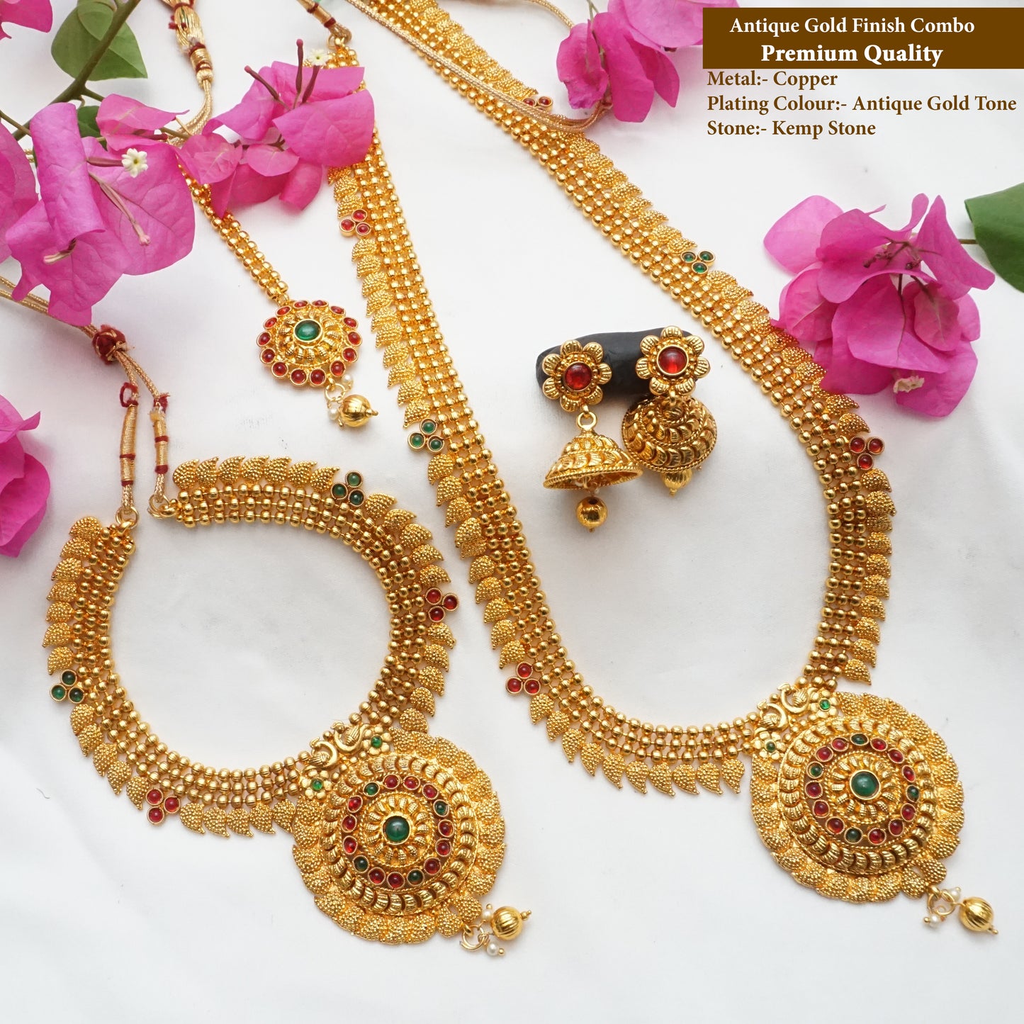 Multicolor Gold Plated Haram Set