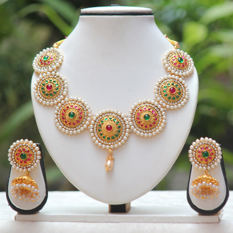 Green Maroon Nayan tara necklace set