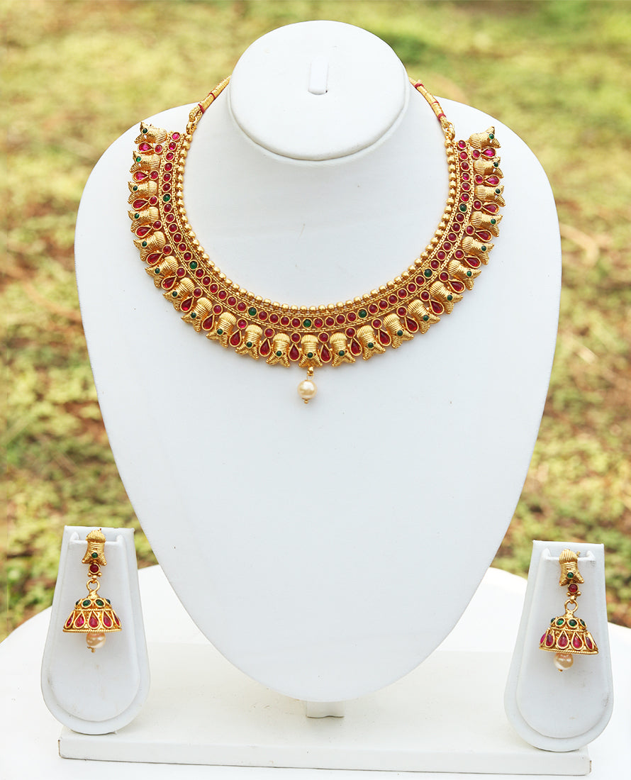 Flashy Multicolor Short Necklace Set
