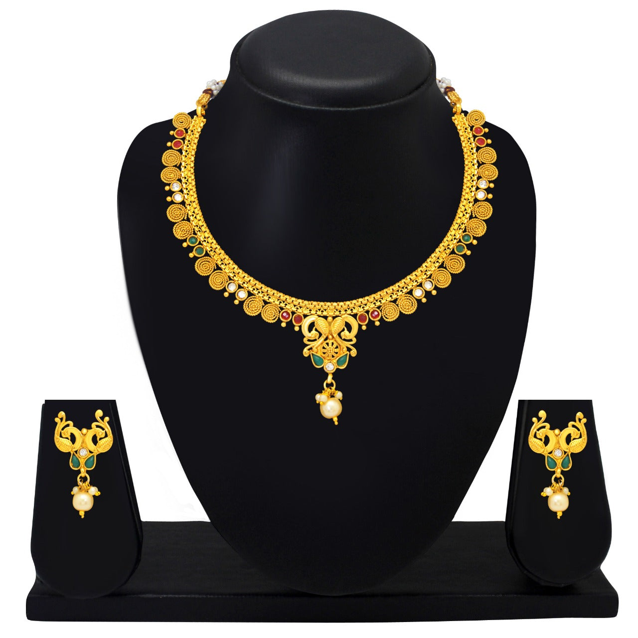 Gold Plated Antique Short Necklace Set