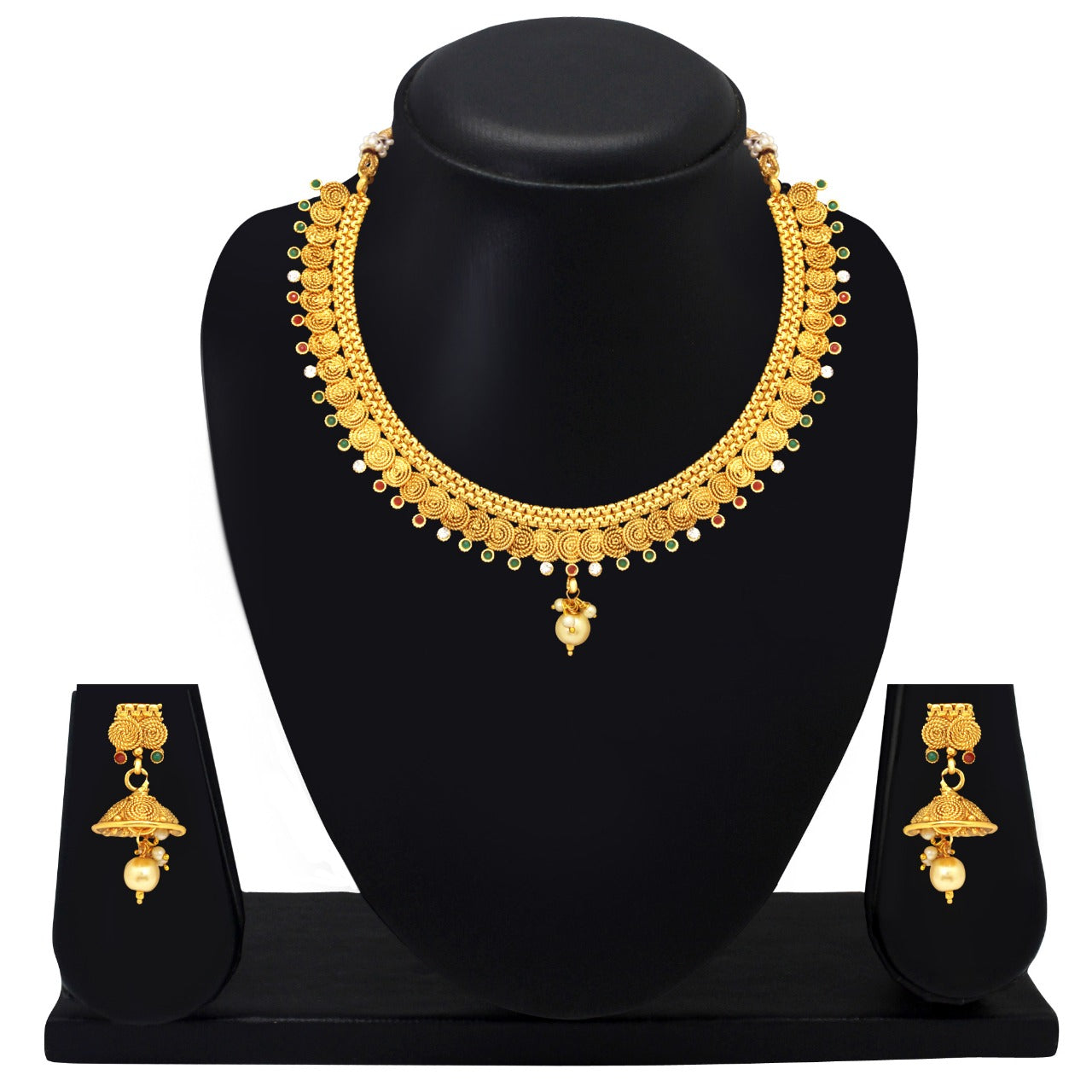 Gold Plated Antique Short Necklace Set