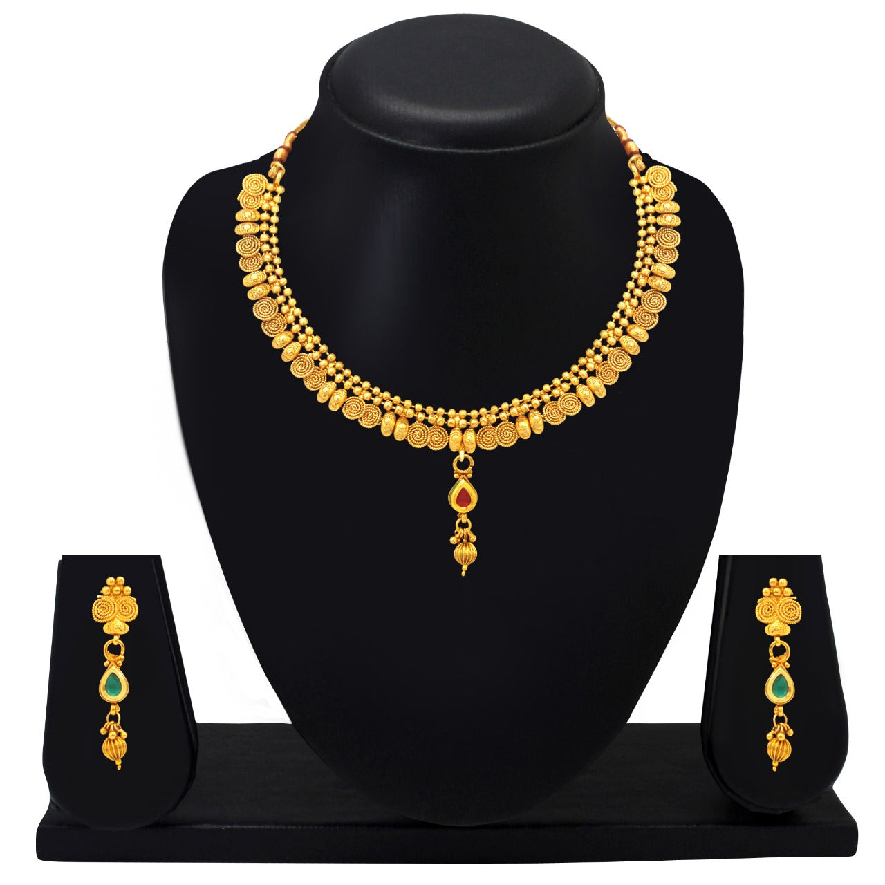 Gold Plated Unique design Short Necklace Set